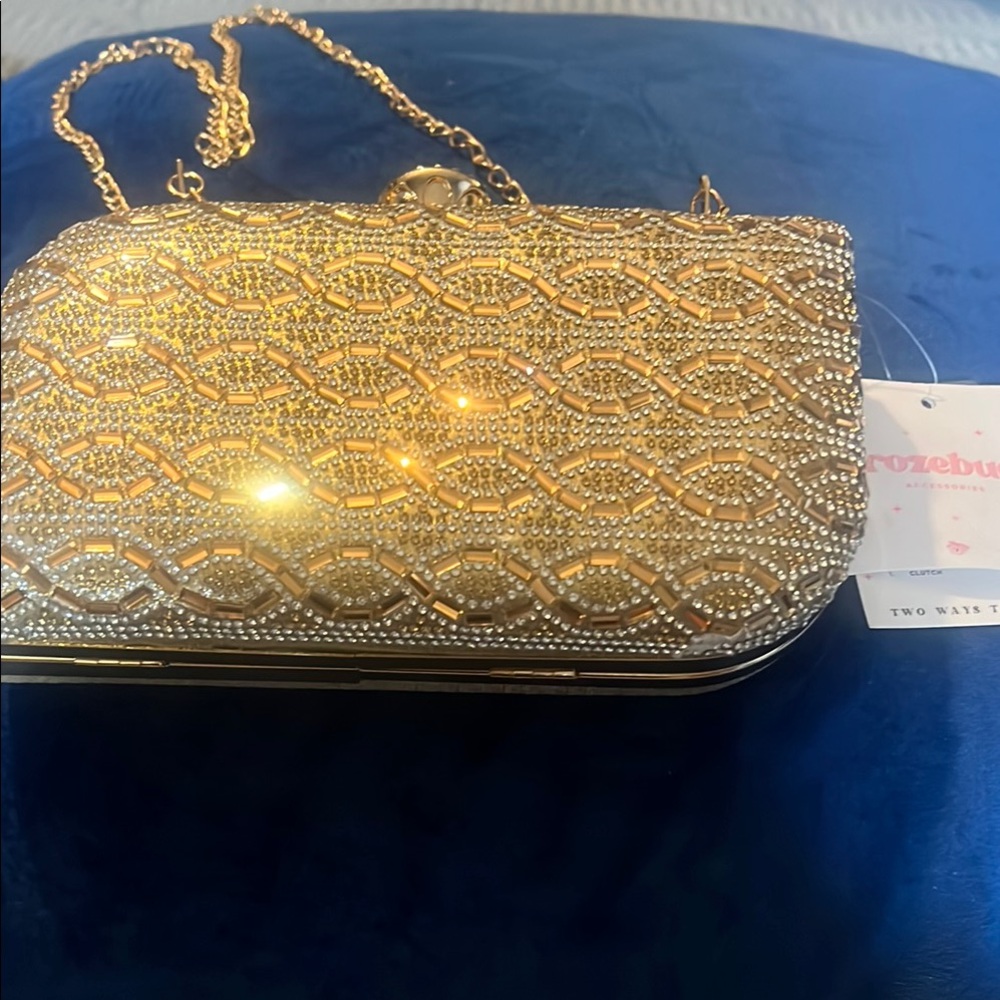 Gold Beaded Clutch Bag